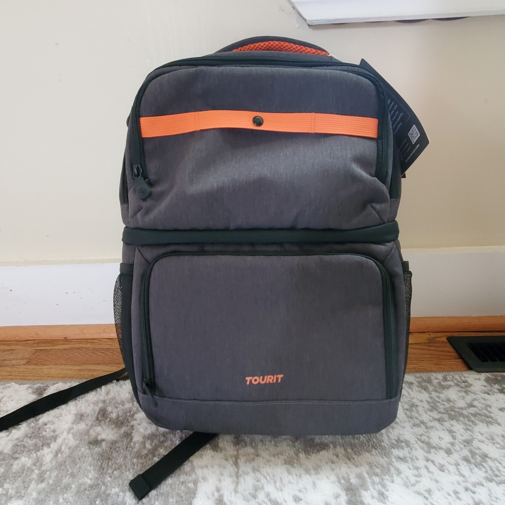 Gray and Orange Men's Backpack
